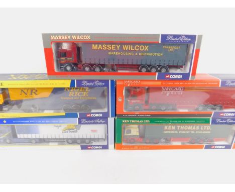 Corgi die cast models of heavy haulage lorries, scale 1:50, limited edition, boxed,. comprising Leyland DAF curtainside, Kenn