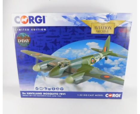 A Corgi Aviation Archive die cast model of a De Havilland Mosquito,  MM403 SB-V464 Squadron RAAf june 1944, scale 1:72, limit