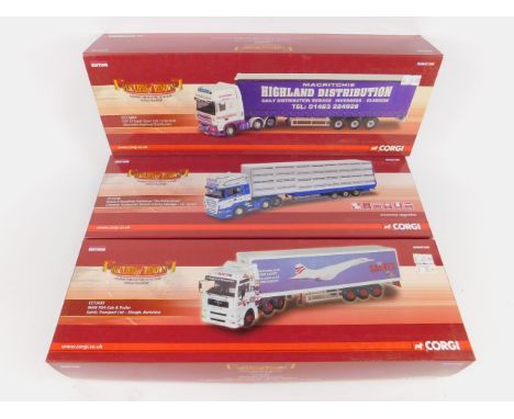 Three Corgi die cast models of lorries, Hauliers of Renown, scale 1:50, limited edition, boxed, CC13738, CC13241 and CC13433.