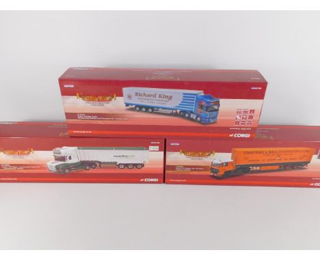 Corgi die cast models of heavy haulage lorries, scale 1:50, limited edition, boxed, comprising Scania 110 Tandem Axle Tilt Tr