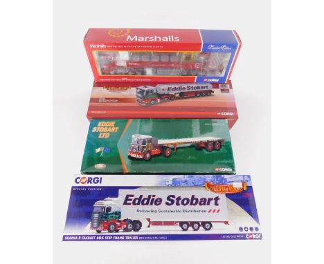 Corgi die cast models of heavy haulage lorries, scale 1:50, limited edition, boxed, comprising Scania Dropside Crane, Trailer