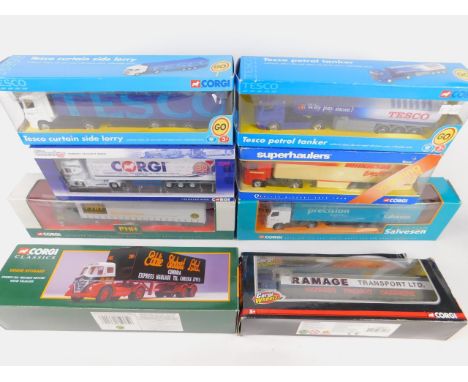 Corgi die cast models of heavy haulage lorries, scale 1:50, limited edition, boxed; 59558, CC18108/A, Superhauliers Scania Co