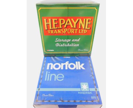 A Corgi die cast H.E. Payne Transport Storage and Distribution set, scale 1:50, limited edition, CC99147, and a Norfolk Line 