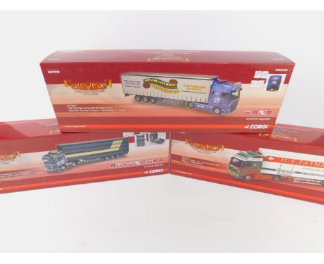 Three Corgi Hauliers of Renown die cast models, scale 1:50, limited edition, comprising CC13734, CC14013 and CC13247.