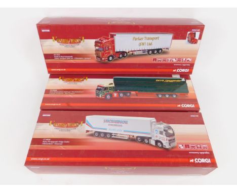 Three Corgi die cast models of lorries, Hauliers of Renown, scale 1:50, limited edition, boxed, CC13524, CC14028 and CC13737.