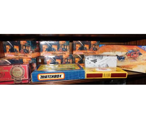 A Matchbox die cast Wells Fargo Stagecoach 1875, 40th Anniversary Collection Pack, Garden Festival Wales set, Fire Engine Ser