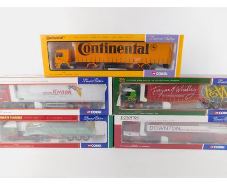 Corgi die cast models of heavy haulage lorries, scale 1:50, limited edition, boxed, comprising MAN Curtainside, Continental R