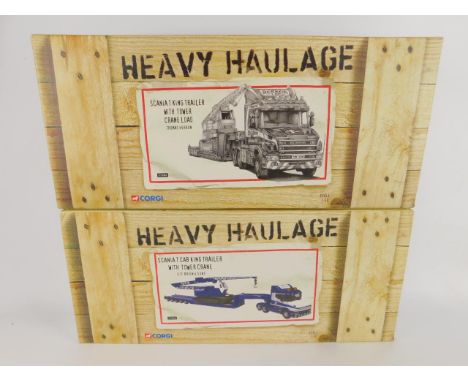 A Corgi Heavy haulage die cast model of a Scania T King Trailer, with Tower Crane Load, Thomas Herron, scale 1:50, limited ed