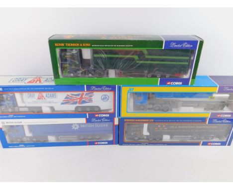 Corgi die cast models of heavy haulage lorries, scale 1:50, limited edition, boxed, CC12917, CC12912, CC12221, CC12220 and 75