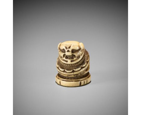 A RARE IVORY 'SILK SEAL' TYPE NETSUKE OF A FOREIGNERUnsignedJapan, late 17th to early 18th century, Edo period (1615-1868)Pub