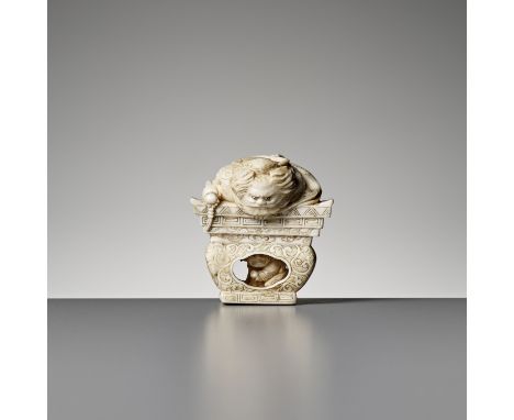 KOGYOKU: AN IVORY NETSUKE OF SHOKI AND ONIBy Kogyoku, signed Kogyoku 光玉Japan, Edo (Tokyo), late 19th century, Meiji period (1