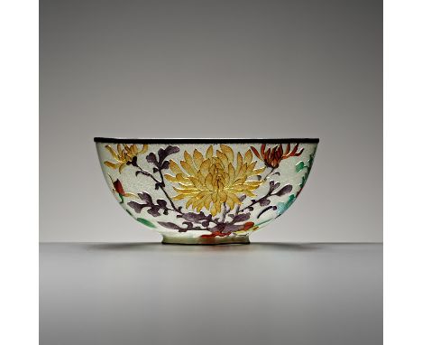 A SUPERB PLIQUE-Ã€-JOUR 'FLOWERS' BOWLJapan, Meiji period (1868-1912)The deep rounded sides supported on a short, splayed foo
