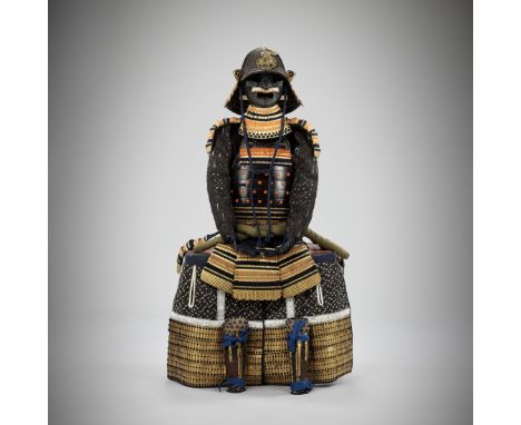 AN O-YOROI ('GREAT HARNESS') SUIT OF ARMORJapan, late Edo period (1615-1868)The components lacquered gold and laced in blue, 