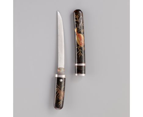 A FINE LACQUERED 'MARINE-LIFE' AIKUCHI TANTOJapan, Meiji period (1868-1912)The tanto mounted in a fine lacquer scabbard decor