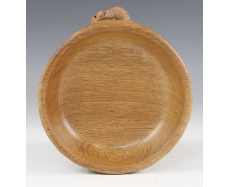 Workshop of Robert "Mouseman" Thompson of Kilburn, a carved oak bowl, of circular form, the signature mouse carved to the ext