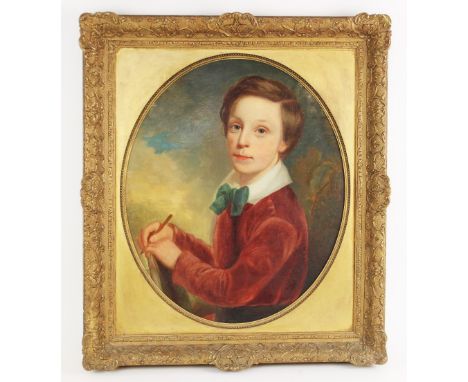 English School (18th century),An oval portrait of a young boy,Oil on canvas,Unsigned,The oval mount 59cm x 49cm (the frame 76