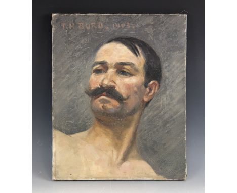 T. H. Burd (English school, late 19th/early 20th century),Bust length portrait of a moustachioed gentleman,Oil on canvas,Sign