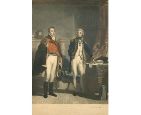 S.W. Reynolds after J.P. Knight, 'The Army and Navy', a hand coloured engraving with facsimile signatures of Wellington and N