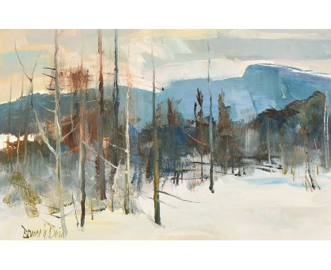Bruce le Dain (1928-2000) Canadian, 'February Light, Brome County, Quebec', oil on board, signed, 8" x 12", (20 x 30cm).