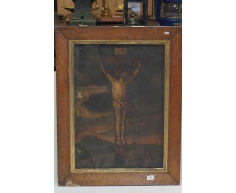 19th century Maple Framed Oleograph Pictures of the Crucifixion of Christ, 49cms x 69cms 