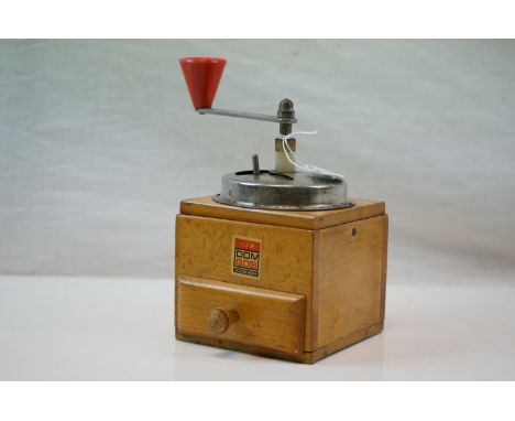 Vintage Czechoslovakian Pine Coffee Grinder with bakelite handle 