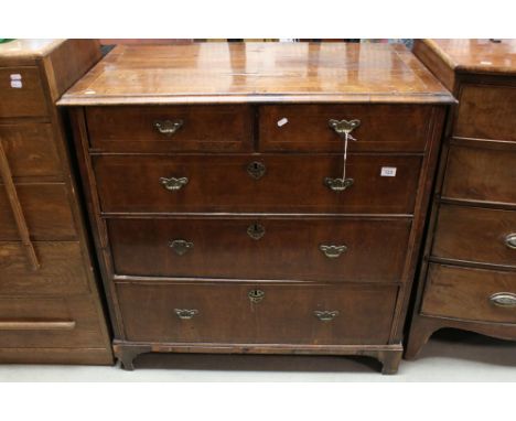George II Walnut and Crossbanded Chest of Two Short over Three Long Drawers, raised on bracket feet, 100cms wide x 99cms high