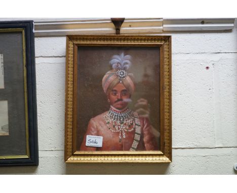 Gilt Framed Oil Painting Portrait of a Maharaja 