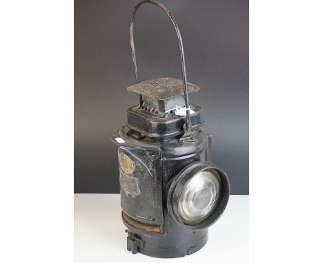 LMS Railways Supplies Co Ltd ' The Adlake Non Sweating Lamp ' Railway Lamp, with clear bullseye lens, 1930's, 50cms high (to 