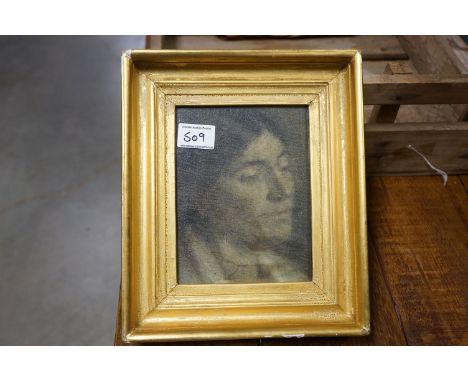 Gilt Framed Oil Painting Portrait of a Pensive Woman 