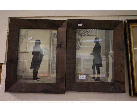 A pair of contemporary framed and glazed prints of Georgian Gentlemen in interior settings 32 x 23cms