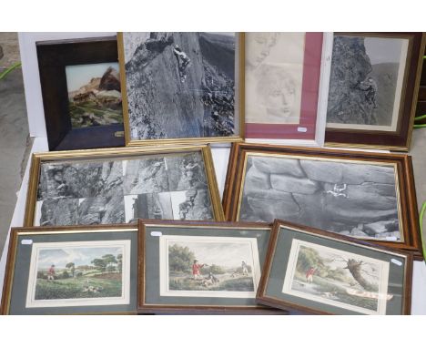 Collection of Pictures including Four Framed and Glazed Black and White Photographs / Photographic Prints of People Rock Clim