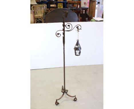 Unusual Wrought Iron Standard Lamp of Arts and Crafts design 
