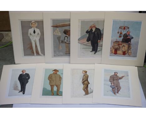 Eight Vanity Fair Aviation Themed Prints including Four ' Men of the Day ' Series ( All British, Flight, In the Clouds and Th
