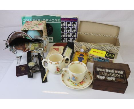 Large quantity of mixed collectables to include a selection of Wade Whimsies, Folded Map, Ration Books,a boxed Dinky Ford Tra