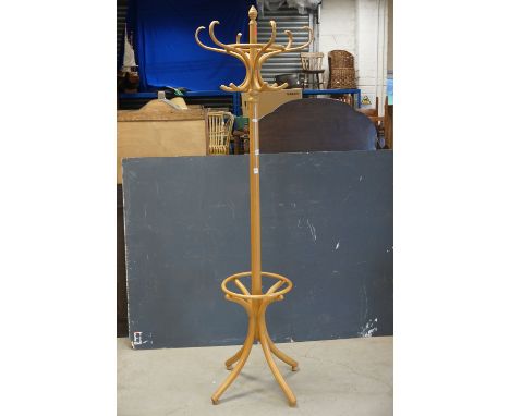 Beech Wood Bentwood Cloak and Stick Stand, approx. 200cms high