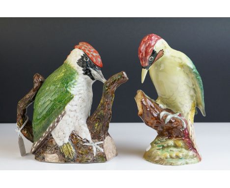 A Beswick Green Woodpecker figure impressed number 1219 green paper label together with a  Royal Staffordshire woodpecker tea