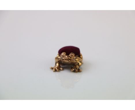 Brass Cased Frog Pin Cushion 