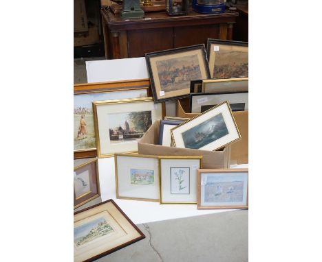 Approximately 22 Framed and Glazed Pictures and Prints including some 19th century prints in ebonised frames, golfing print, 