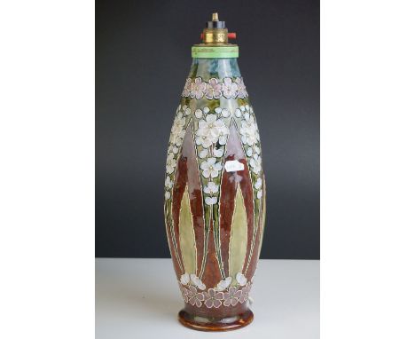 Doulton Lambeth Vase converted to a lamp, monogram for Eliza Simmance, for re-wiring 