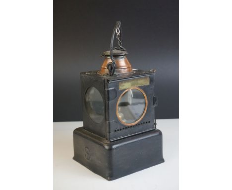 BR (E) (British Rail) Welch Patent Railway Lamp (S) with brass plaque ' Lamp Manufacturing &amp; Railway Supplies Ltd ', 1930