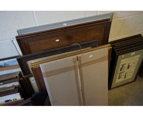 A quantity of framed and unframed prints and pictures together with a brass tray. 