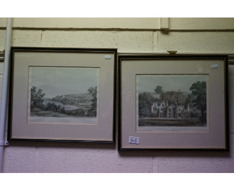 A pair of limited edition prints, the South Front Of Clevedon House and New Clevedon. 