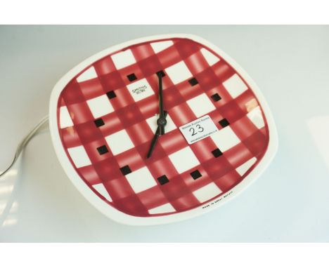 Mid 20th century Retro T. G. Green &amp; Co ' Gingham ' Ceramic Smiths Sectric Wall Clock, 24cms high 