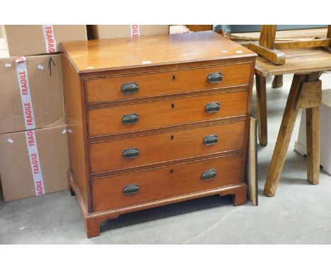 George III Mahogany Chest of Four Long Drawers, raised on bracket feet, 85cms wide x 84cms high 