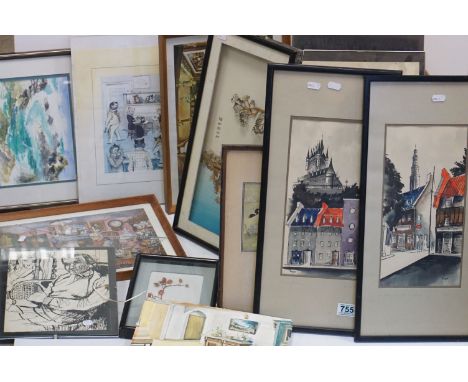 A quantity of framed pictures and prints. 