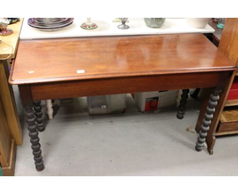 19th century Mahogany Side / Serving Table, raised on four bobbin legs, 75cms high x 129cms long 