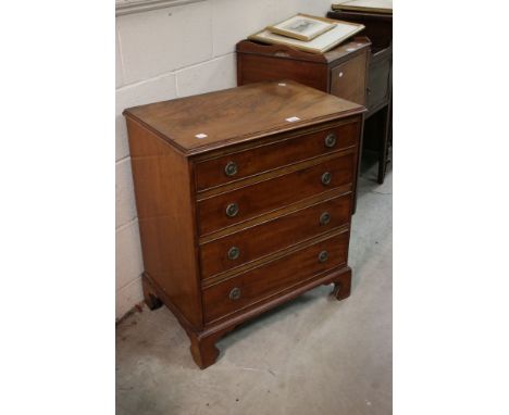 Small George III Mahogany Chest of Four Long Drawers, raised on bracket feet, 63cms wide x 73cms high 