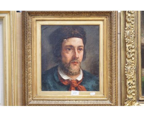An early 20th century oil on canvas portrait of a bearded man. 33 x 29 
