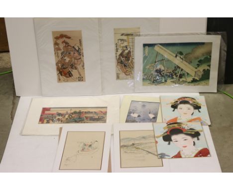 Quantity of Japanese block prints to include Samurai Warrior,  Watercolours and other oriental prints. 