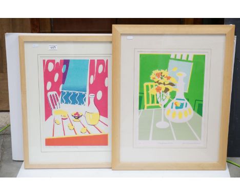 David Chapman Andrews - a pair of limited edition prints ' Summer Holiday ' no. 2/10 and ' The Green Room ' no. 1/8 signed in
